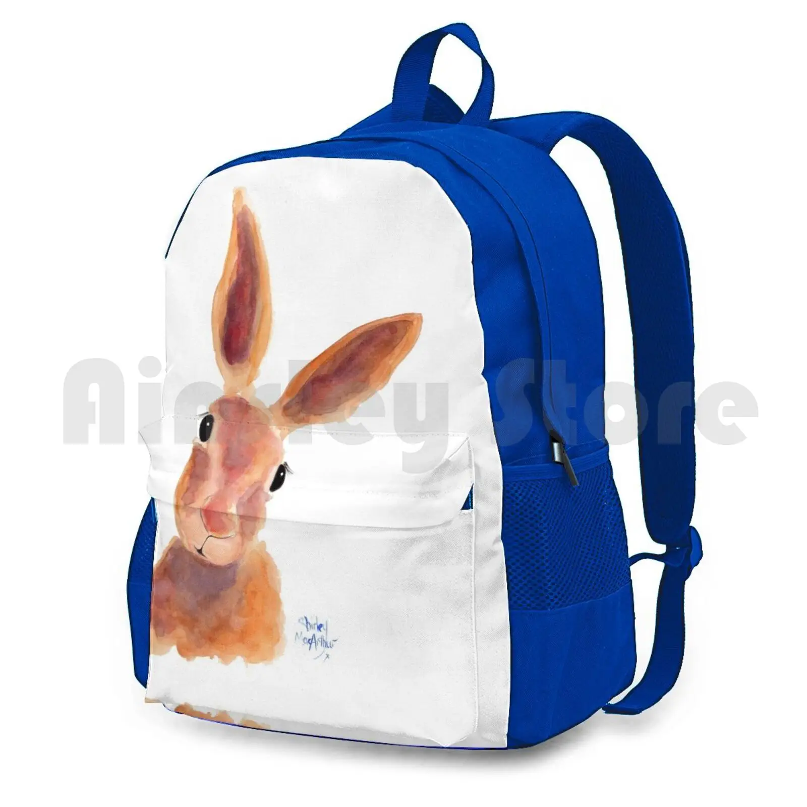 Hare Rabbit Prints 'Jim Jam' By Shirley Macarthur Outdoor Hiking Backpack Waterproof Camping Travel Hare Rabbit Trending Now