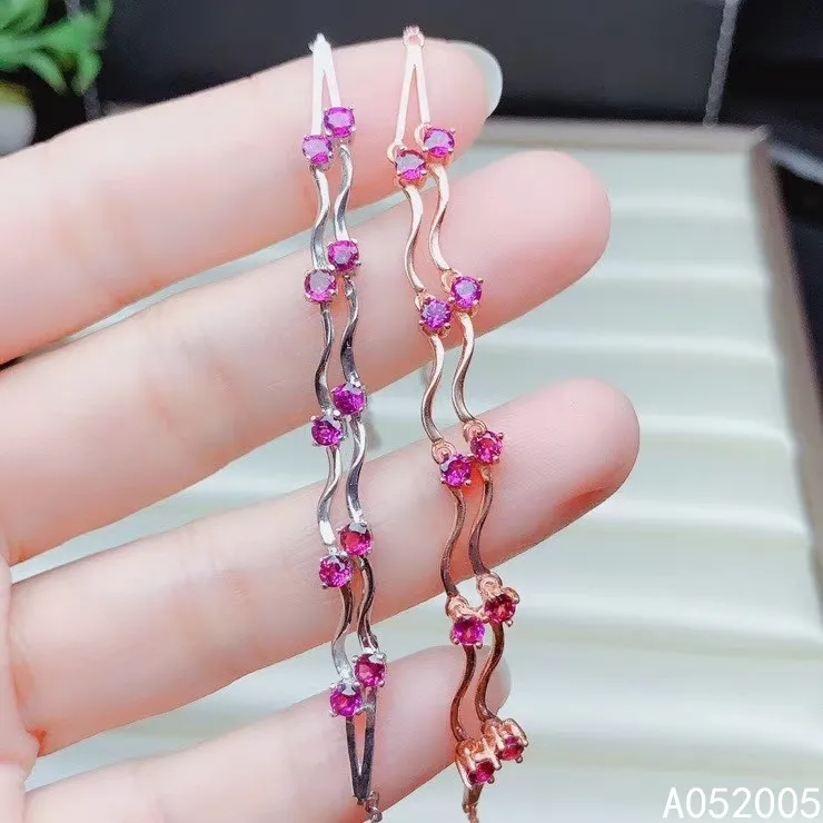 KJJEAXCMY Fine Jewelry 925 Sterling Silver inlaid gemstone garnet women's hand bracelet popular Gift support test hot selling