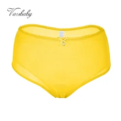 Varsbaby Sexy Light Yellow Light Green Briefs Transparent Panties S-XXL High-waist Underwear