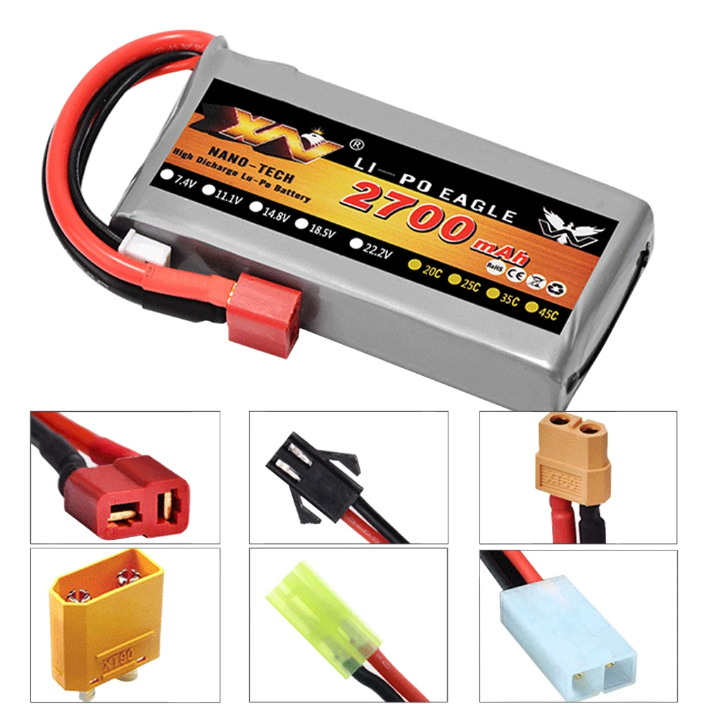 YW Power 7.4V 2S 2700mAh 40C Max 60C akumulator do RC Lipo T/JST/XT60 wtyczka do WLTOYS 12428 12423 1/12 RC Model ciężarówki