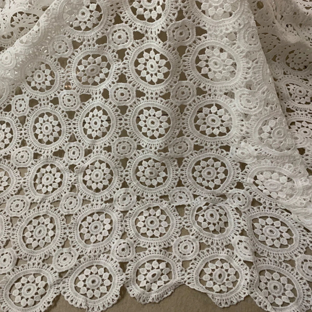 1yard Latest African French Lace Fabric For Sewing Wedding Dress White Cord Lace Fabric 2019 High Quality Nigerian Lace Fabrics