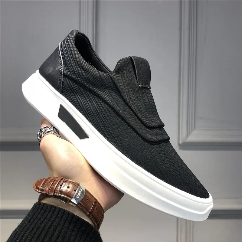 Trắng Slip-On Giày Nam Giày Thoáng Khí Thời Trang Mùa Thu Nền Tảng Quần Jogger Espadrille Nam Đi Giày