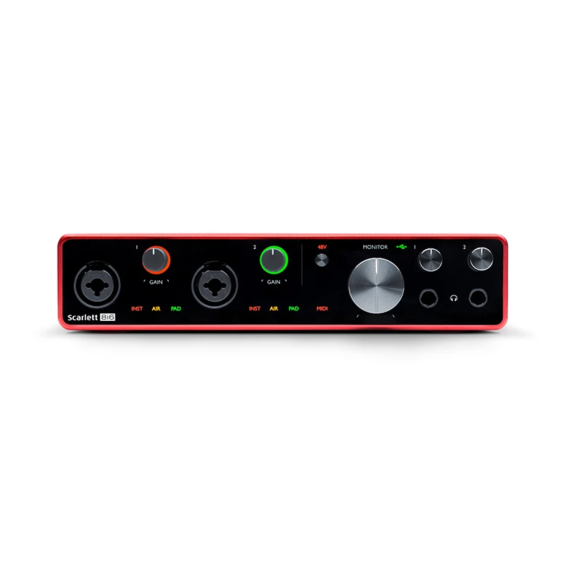 تحديث Focusrite Scarlett 8i6 3rd Gen. 8 in/6 out خارجي USB تسجيل بطاقة الصوت منظم واجهة صوت الغيتار الكهربائي