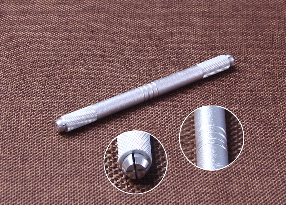 Grinding silver Dual use Microblade Manual tattoo pen 2PCS  Permanent makeup Eyebrow Lip pen