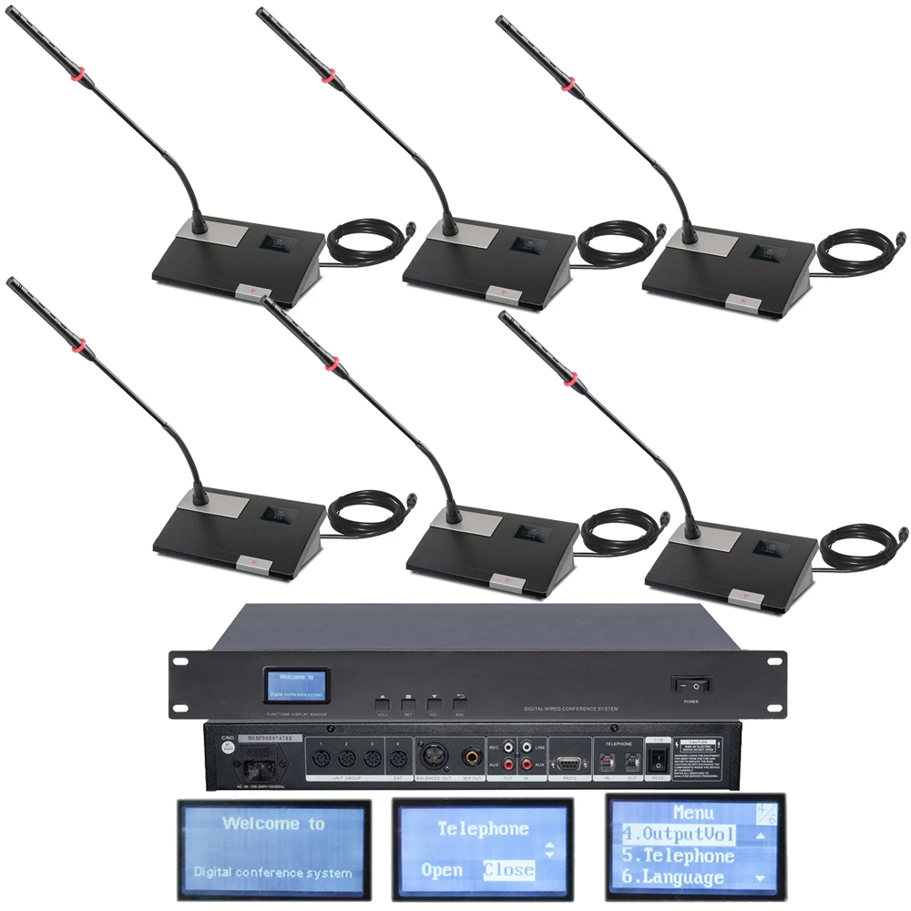 

MiCWL Digital Wired Conference 16 Microphone System LED 16 Destktop Gooseneck 1 Chairman 15 Delegate Mics A351M Series