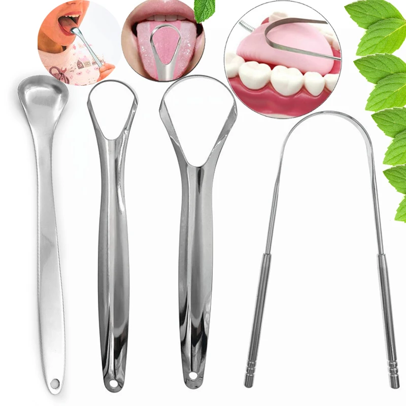 Limpiadores de lengua de acero inoxidable para higiene bucal gratte tongue tounge raspador cepillo de dientes raspador de lengua cepillo de limpieza