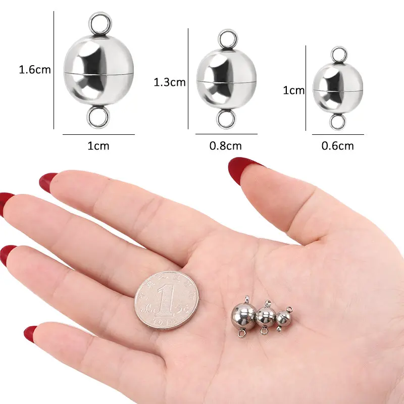 5 Sets Stainless Steel Magnetic Clasps Original Color Round Magnet Converter Jewelry Clasps for Bracelet Necklace Making DIY