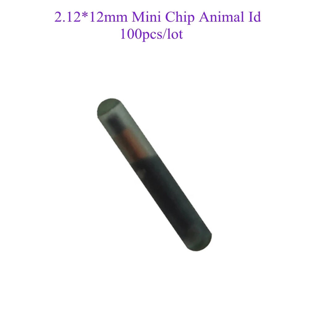 

100pcs Pet Chips RFID Glass Tube Transponder Tag 134.2khz FDX-B 2.12*12mm Dog Microchip Implant Micro For Animal Identification