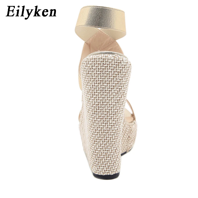 Eilyken Super High Peep Toe Gladiator Wedges Sandals Women Cover Heel Platform Fashion Summer Shoes Size 35-42