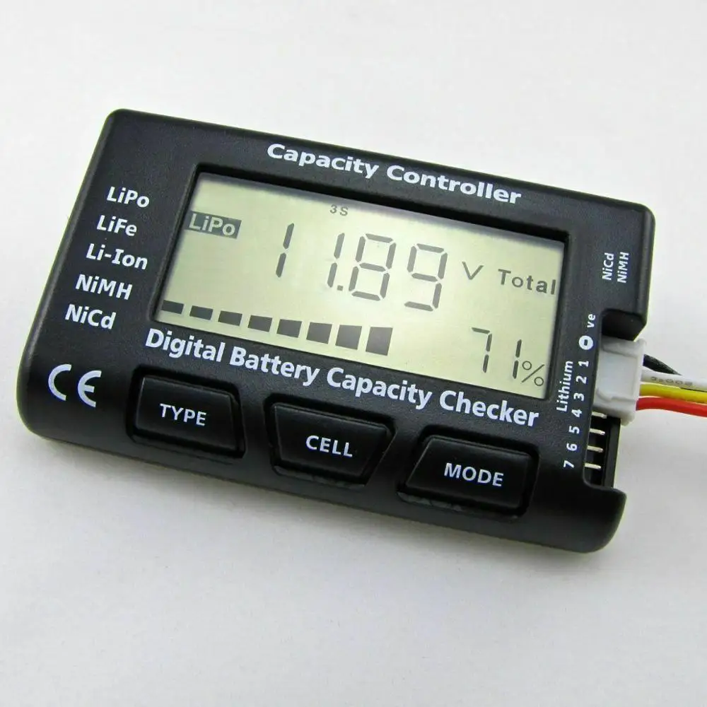 Imagem -04 - Verificador de Tensão da Bateria Digital Lipo Vida Li-ion Nicd Nimh Verificador de Tensão da Bateria Verificando Controlador de Capacidade 7