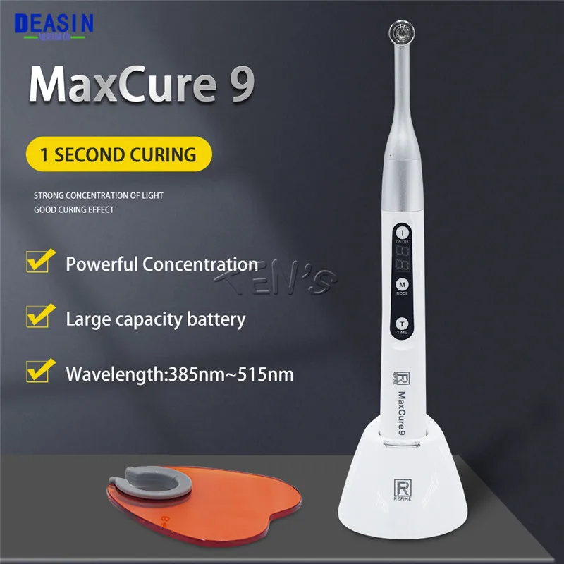 

Dental DEASIN High Intensity MaxCure 9 Orthodontic Instruments Blue LED 1 Second Curing Lamp Metal Head / Light Cure