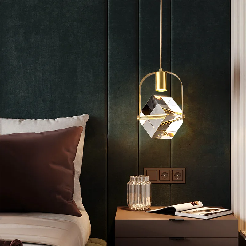 

Bedroom Bedside Pendant Lighting Modern Minimalist Living Room Hanging Long Line Chandelier Aisle Corridor Net Red Crystal Lamp