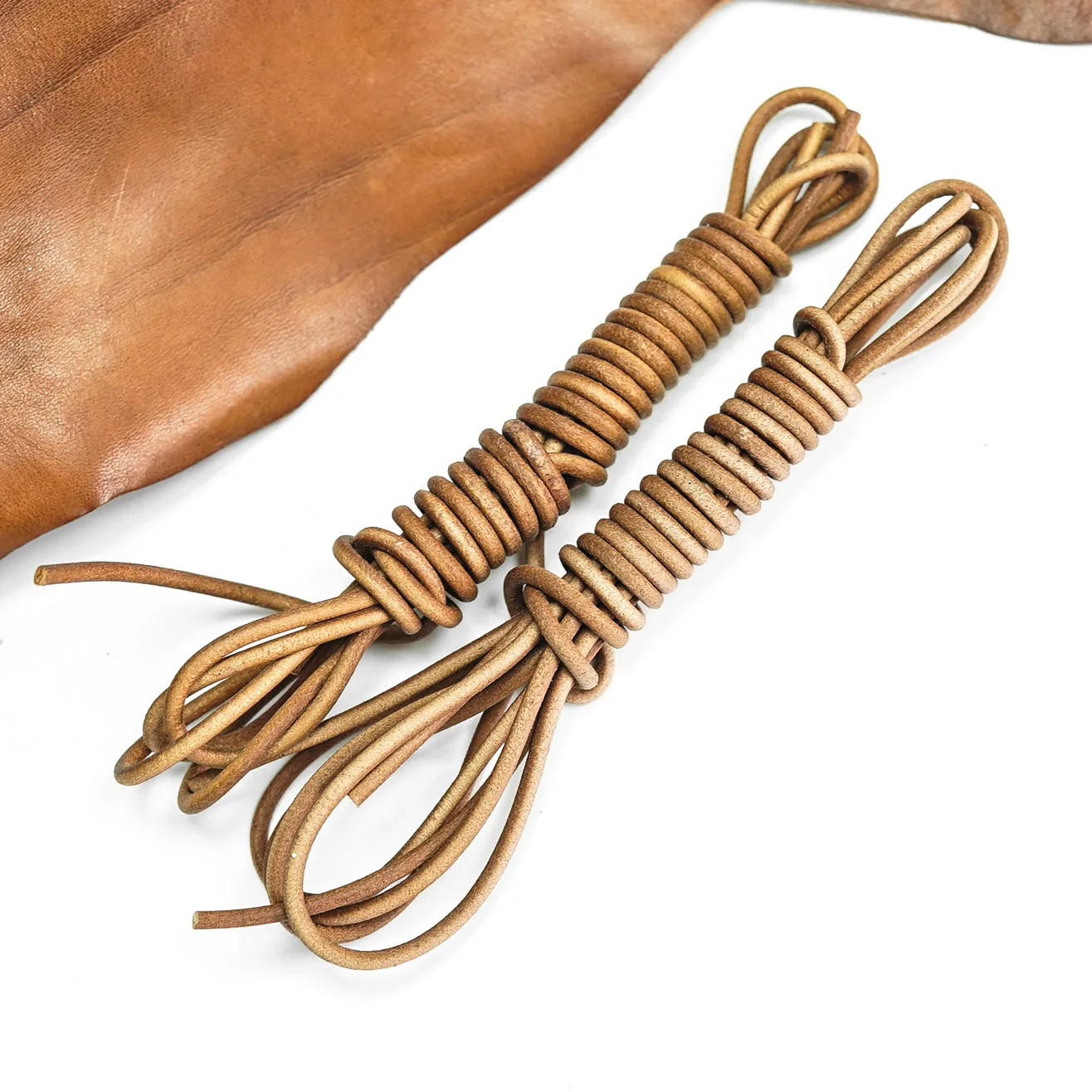 1 Pair Strip Brown Round Boat Shoelaces Strap Fashion Real Leather Shoe Lace 150cm Boots Shoelace for Shoes String Necklace Cord