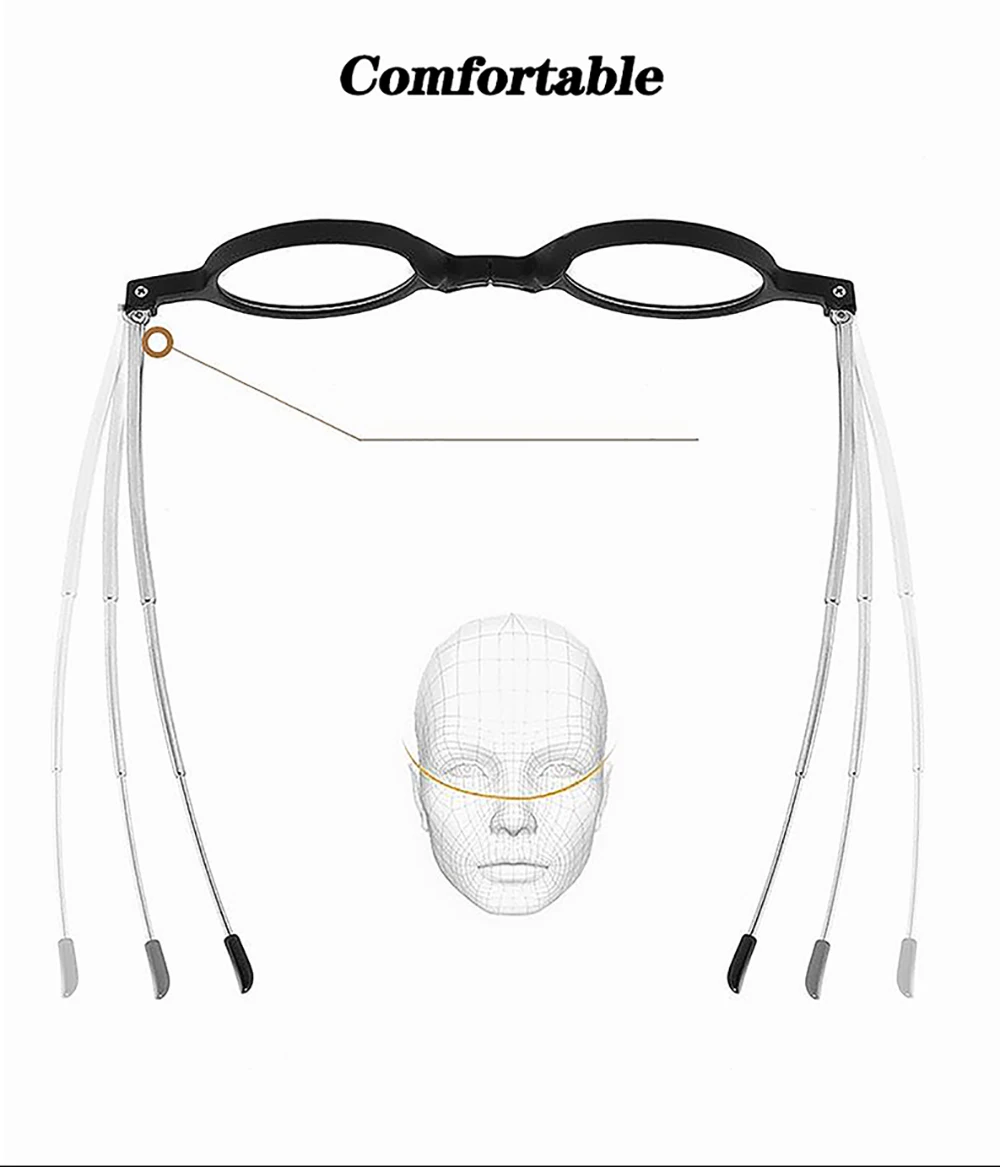 Runde (8) Mode Faltbare Lesebrille Für Frauen Protable Smart Gläser Mit Fall Rahmen Brillen Männer gafas de lectura – Detail 8