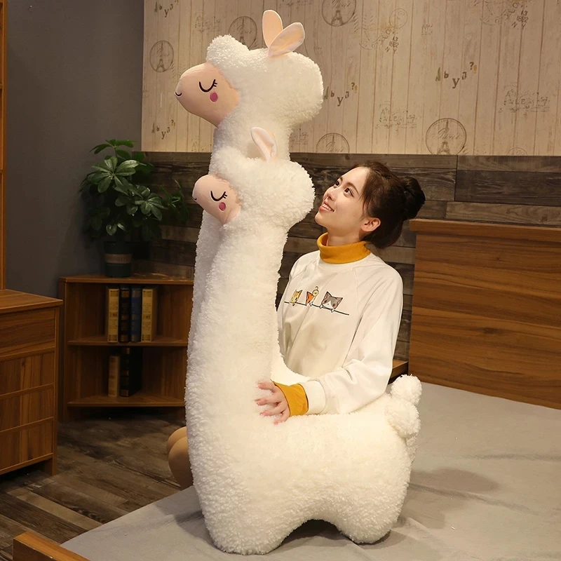 Peluche alpaga japonais, 130cm, adorable, mouton, lama, poupées d'animaux, oreiller de sommeil, décoration de chambre à coucher, cadeau