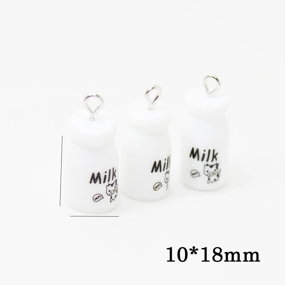 Yamily 10pcs/Resin Milk Bottle Charm Simulation 3D Dollhouse Cute DIY Cat Glass Pendant Jewelry For Keychain Earrings Necklace