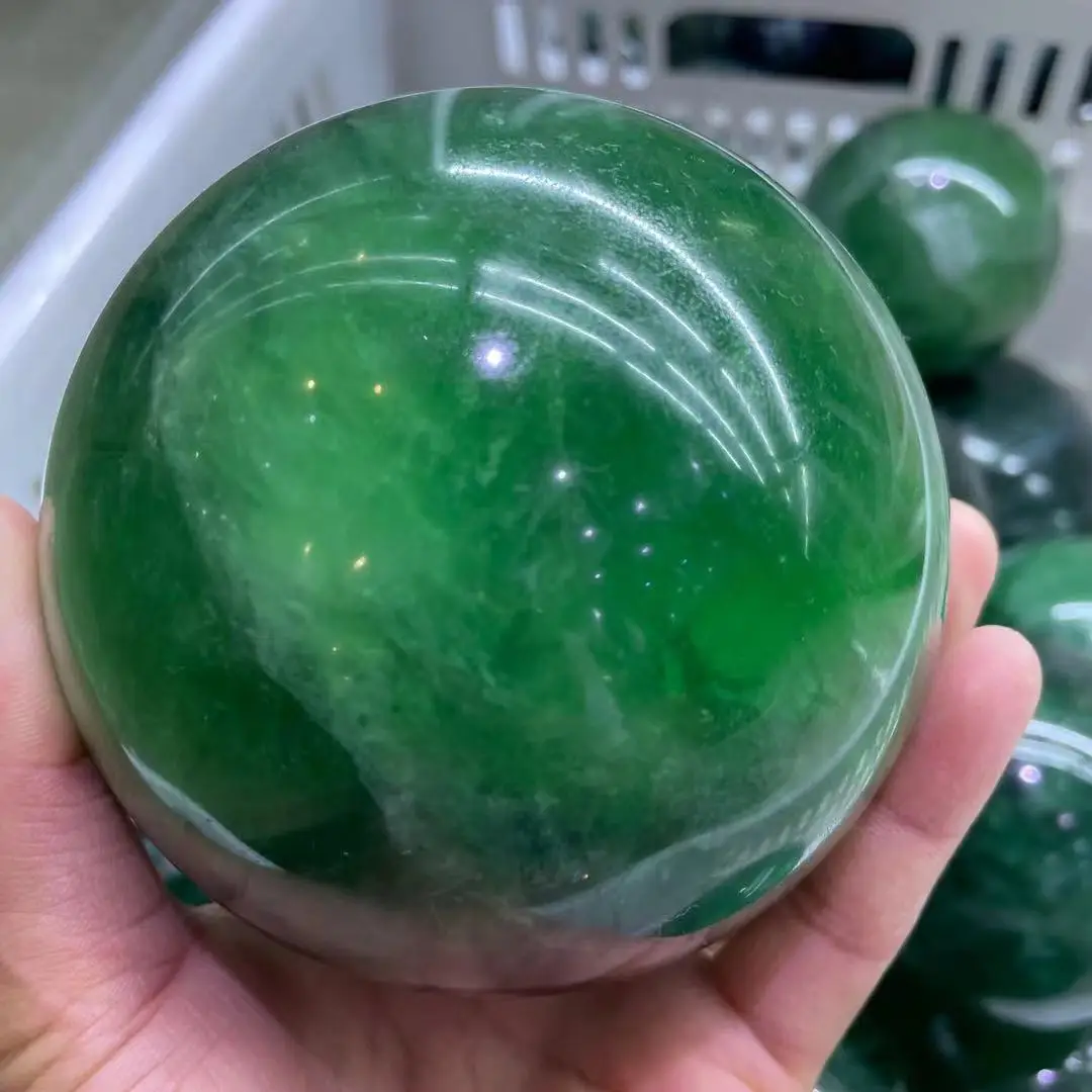 40-90mm natural green fluorite quartz crystal ball healing