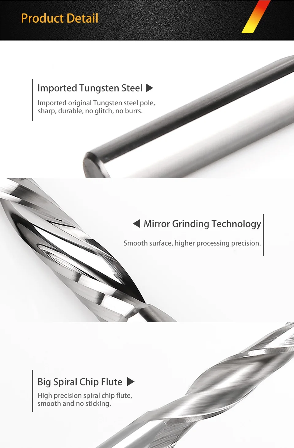 Double Cutting Edges Spiral Router Tool Bit Milling Cutter Imported Material for ACP Acrylic Wood MDF 3.175mm to 6mm SHK