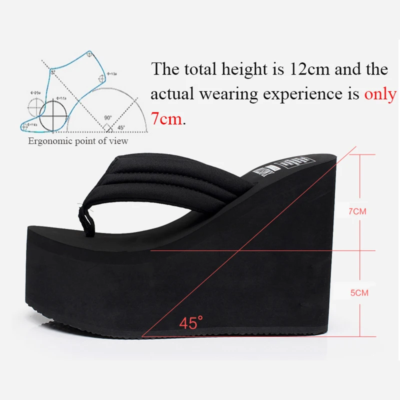 Platform Wedges Slippers Women Sandals Female Shoes Fashion Super High 12cm Heeled Shoes Summer Beach Slides Girls Slippers