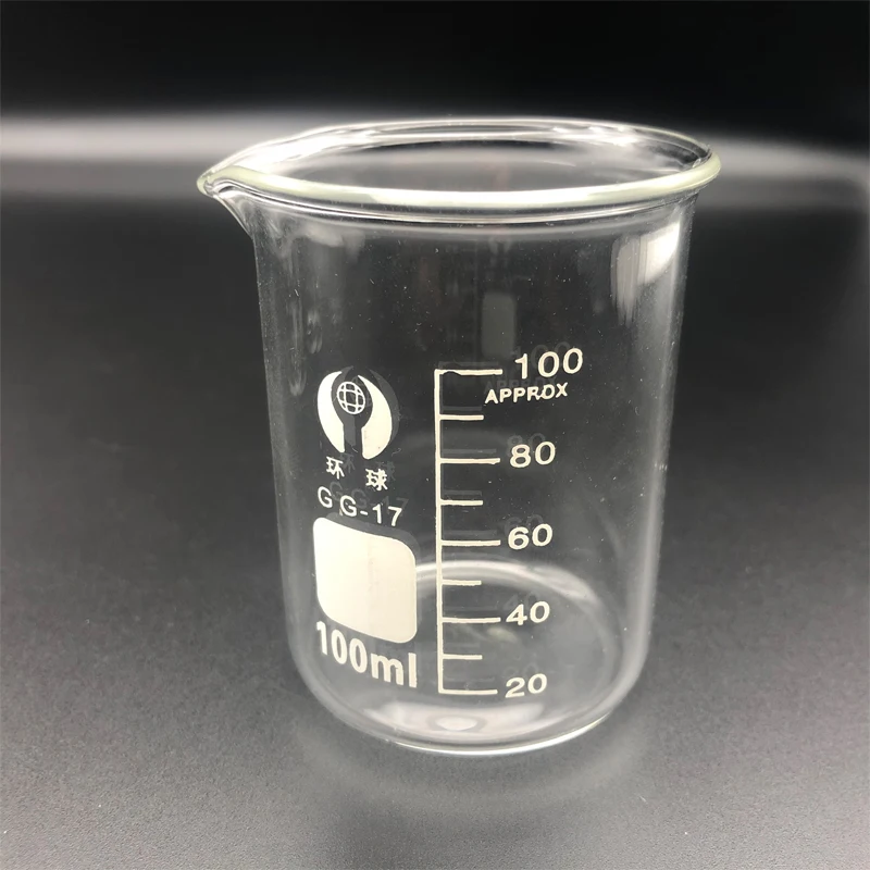 Vaso de medición de vidrio de borosilicato, laboratorio, 5/10/25/50/100mL