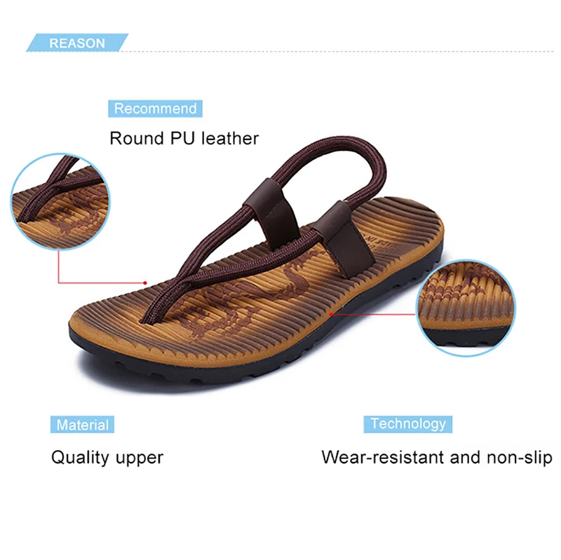 Summer Men Sandals New Beach Slippers High Quality Beach Flip Flops Fashion Solid Flat Outdoor Shoes Outdoors Non-slip Slippers