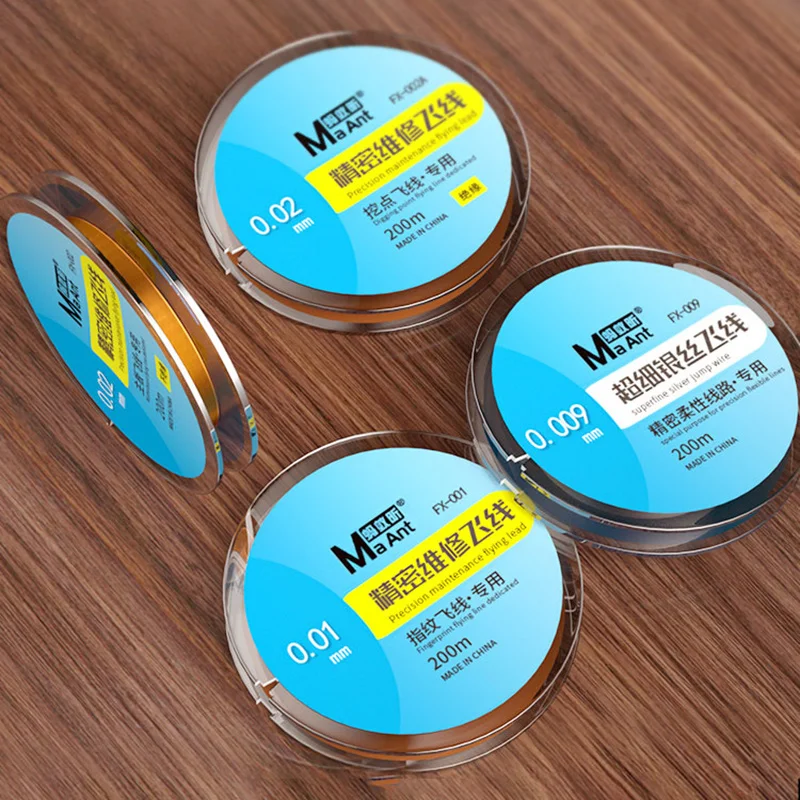 Ma Ant 0.009 مللي متر 200 متر الفضة الانتقال سلك 0.02 0.01 مللي متر الأسلاك النحاسية فائقة غرامة يطير خط آيفون بصمة اللوحة الرئيسية رقاقة إصلاح