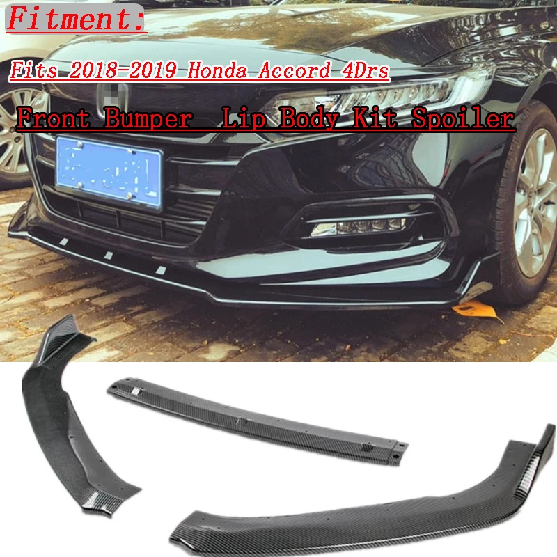 3 Pcs New Car Front Bumper Splitter Lip Spoiler Deflector Lips Diffuser Body Kits For Honda For Accord 4Dr Model 2018-2019