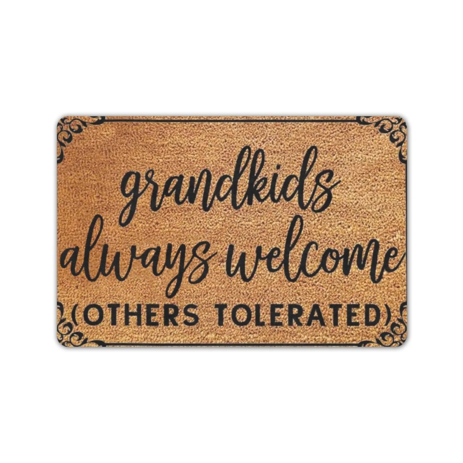 

Grandkids Welcome Here Doormat Outdoor Funny Rug Welcome Front Door mat Entrance House Rubber Non-Slip Floor Mat