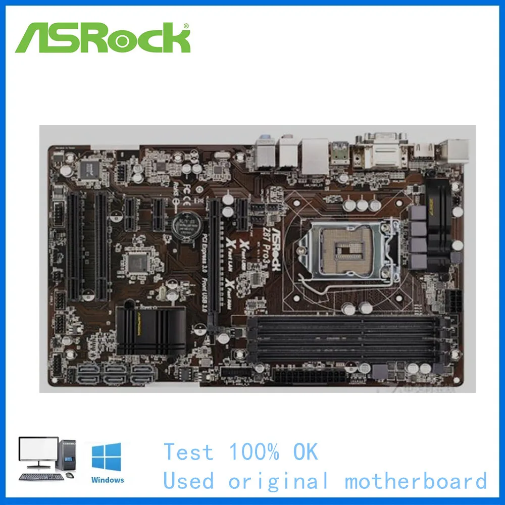 

For ASRock Z87 Pro3 Computer USB3.0 SATAIII Motherboard LGA 1150 DDR3 Z87 Desktop Mainboard Used