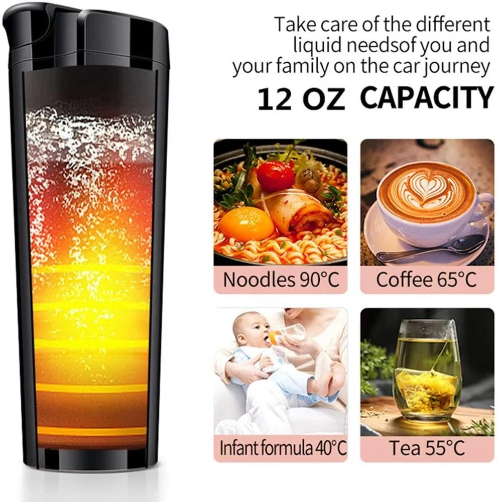 แบบพกพา12V ไฟฟ้าน้ำเครื่องทำความร้อนบ้านดิจิตอลจอแสดงผลฉนวนกันความร้อนแก้ว Universal Leakproof ต้มกาแฟ