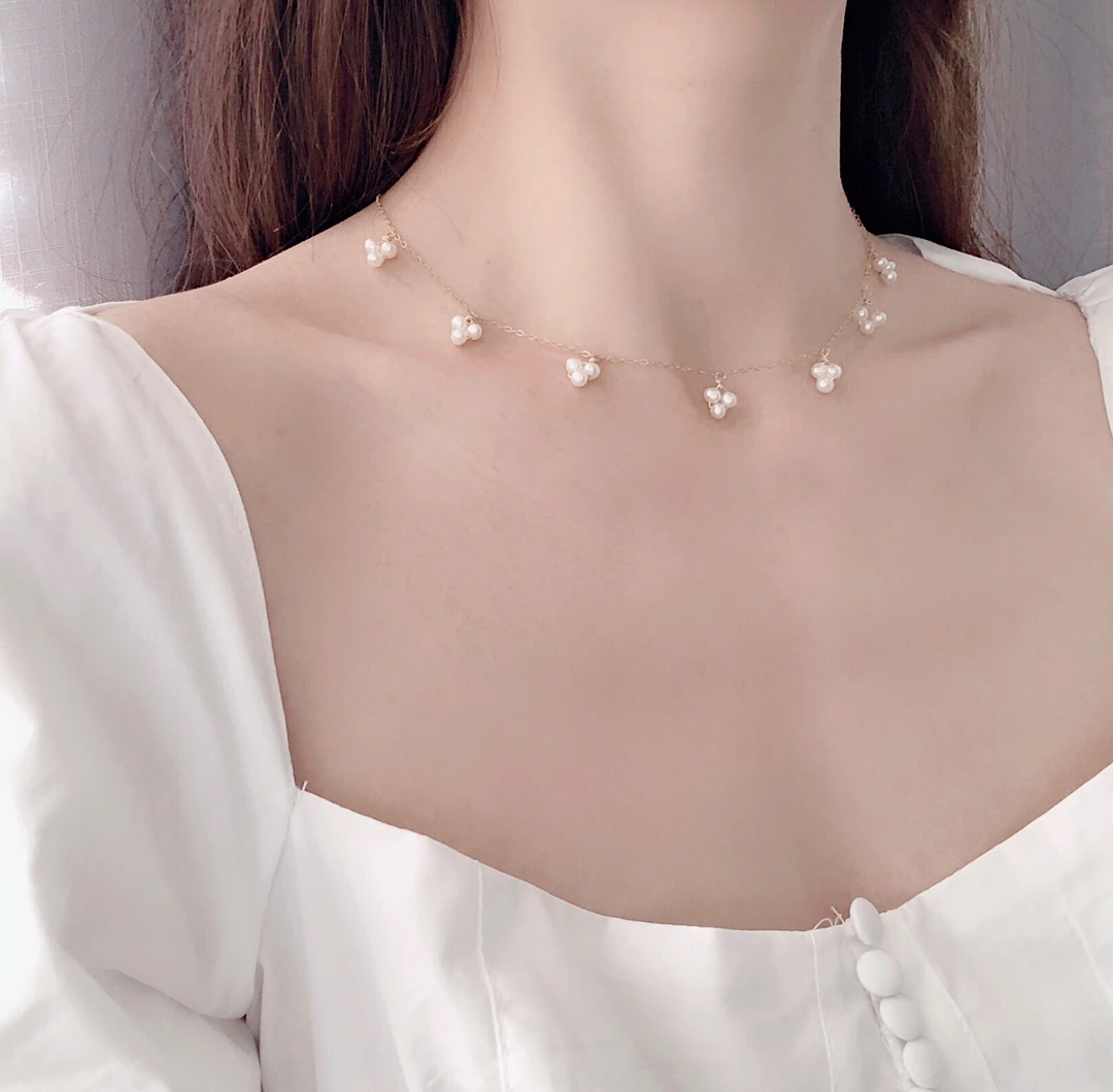 

Lii Ji Choker Pearl Necklace Mini Pearl Korea Designer Charm Necklace 14k Gold Filled No FadeHandmade Wedding Jewelry Women Gift