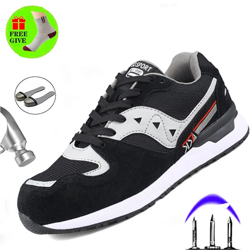 

Men's Safety Shoes Steel Toe Cap Construction Protective Footwear Lightweight 3D Shockproof Work Sneaker Shoes For Men