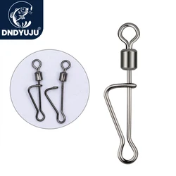 DNDYUJU 10pcs Rolling Swivel Stainless Steel Fishing Swivels Swing Italian Snap Fishing Connector Hooks Lure Accessories Pesca