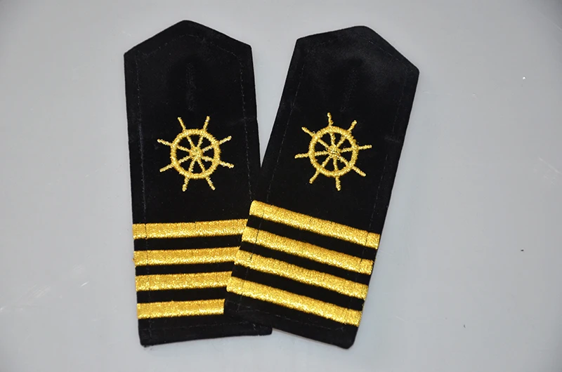 Tripulação epaulettes leme seaman volante hélice ouro emblemas de seda navio uniforme marinheiro duro epaulettes