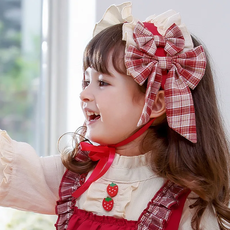 Accesorios Kawaii para niña, diademas de Lolita para niña, diadema de fiesta de retales para niña, diadema elástica con lazo