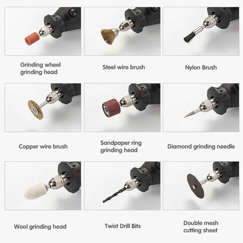 180W Power Electric Mini Drill Engraver Rotary Tool Polishing Grinder Variable Speed Dremel Engraving Pen with Accessories