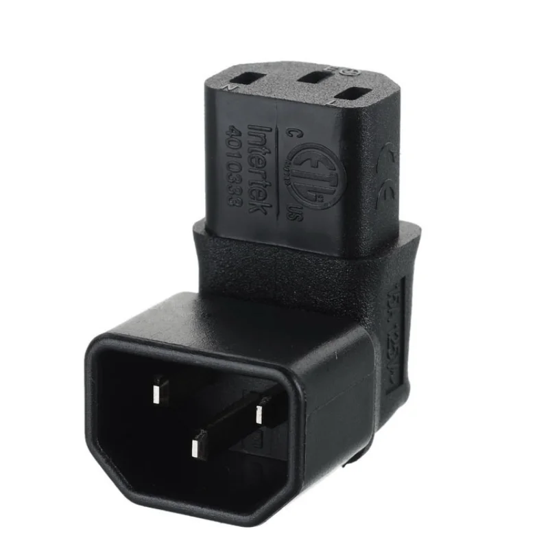 Iec 320 c14 ao adaptador c13 da c.a. do ângulo direito, macho do polo do iec 3 à fêmea 90 graus acima para baixo do conversor da c.a. do ângulo