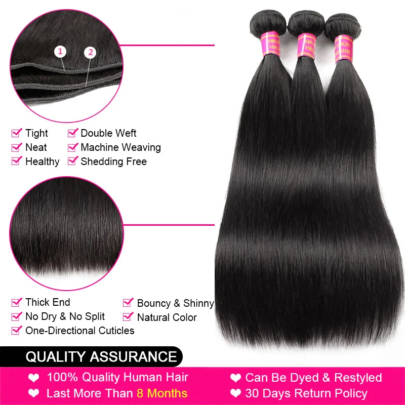 Meetu Bundles With Closure Bone Straight Human Hair Bundles With Transparent Lace Closure Brazilian Remy Hair Weave Extension