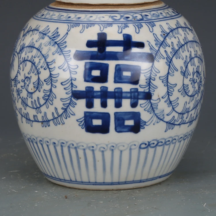 Old Chinese Blue and white Porcelain qing Dynasty hand painted  Jar pot 6.7