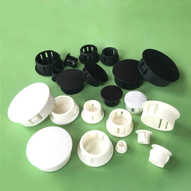 Snap-in Plastic Hole Plug, em branco End Caps, tubo de inserções, Bung Bung, preto, branco, 6mm, 8mm, 10mm, 13mm, 14mm, 16mm, 19 milímetros, 20 milímetros, 22 milímetros, 26 milímetros, 30 milímetros