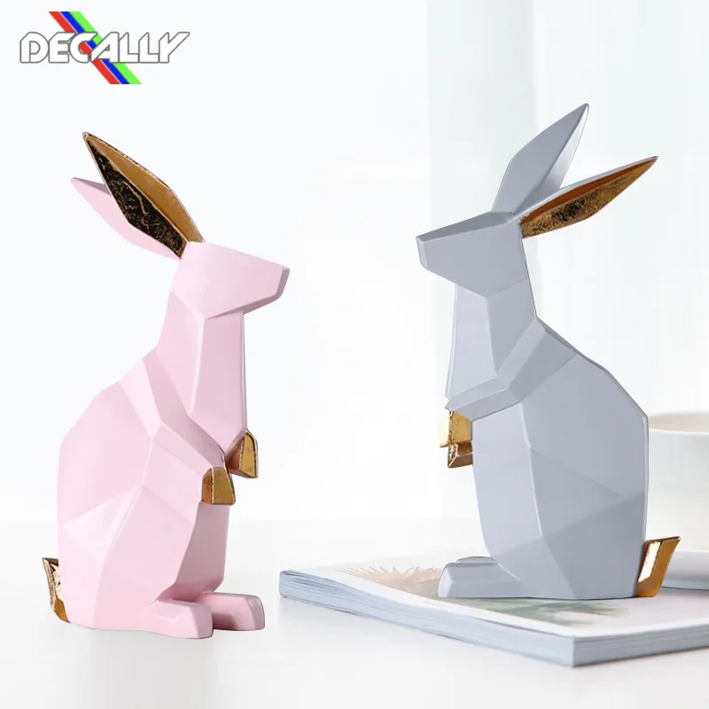 

Figurines & Miniatures Rabbits for Study Office Bedroom Decoration Home Decor Accessories Modern Resin Material Optional Color