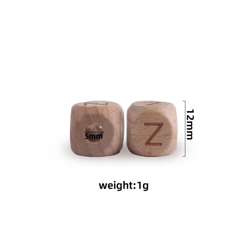 10pcs 12mm Natural Wooden alphabet Beads Square English Letter Spacer Beads For Jewelry DIY Accessories Making