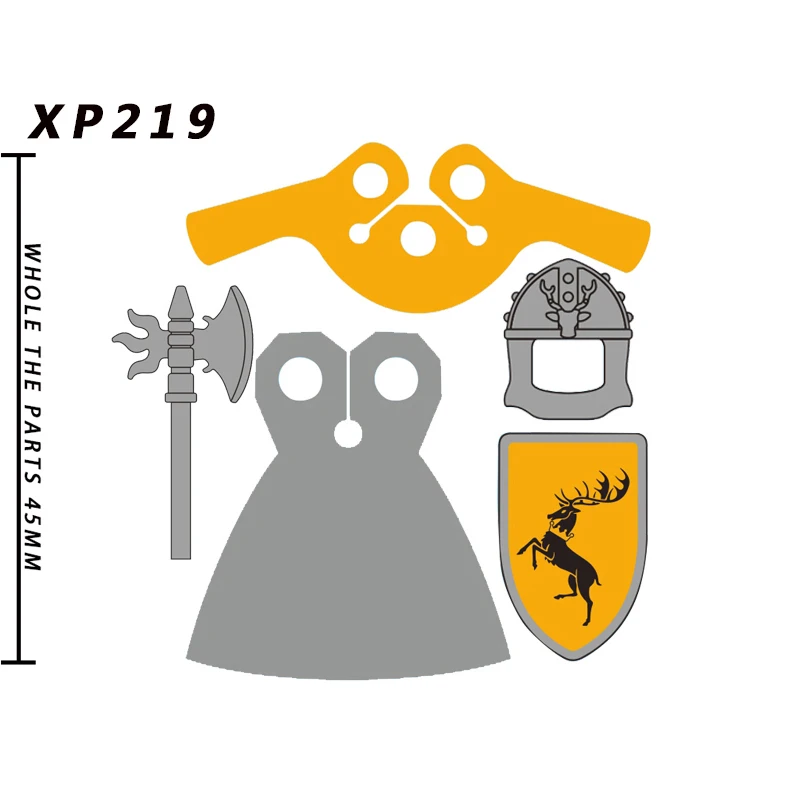 Single Sell KT1029 Medieval Knight GOT Baratheon Shield Helmet Lancer Figures Accessories Building Blocks Toy For Kids XP212-219