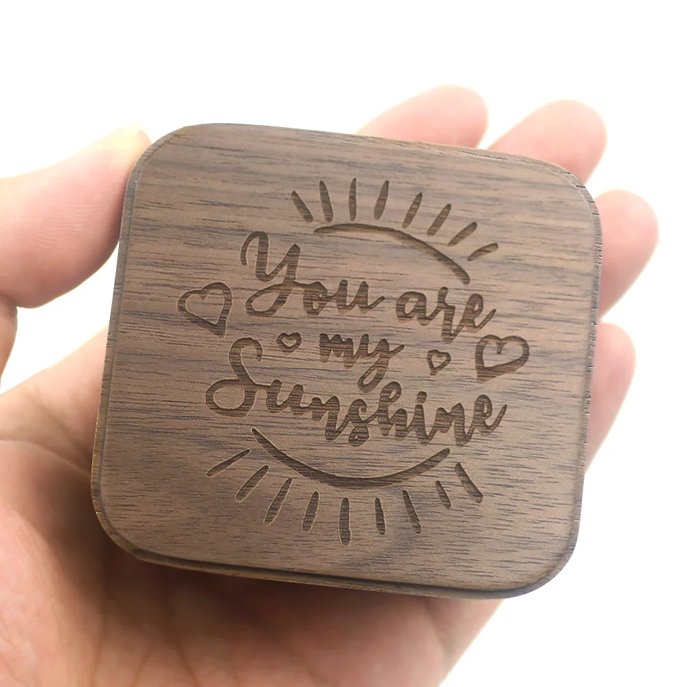 

Rosiking You are my sunshine Walnut Box Music Box Wood Carved Mechanism Musical Wind Up Gift for Birthday children