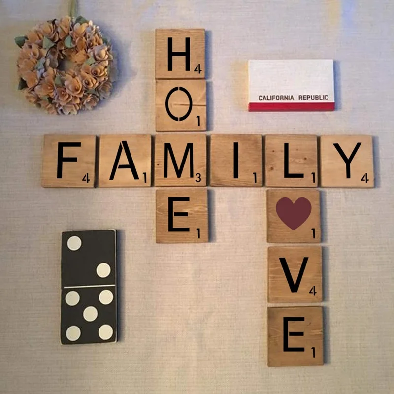 26PCS Scrabble Letters Stencil DIY Alphabet Numbers Templates For Painting On Wood Laser Cut Stencil Home Decorations