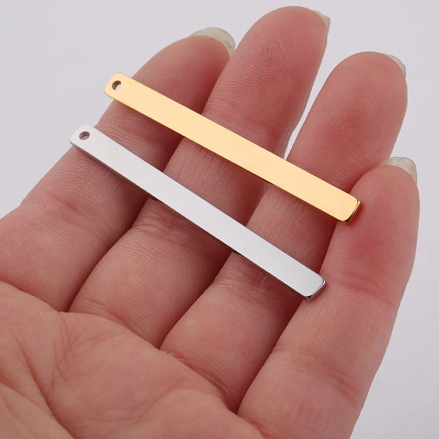 

50pc 4*50mm Steel Color Stainless steel Mirror Polish Blank long Bar Charm For Necklace DIY Women Handmade Jewelry