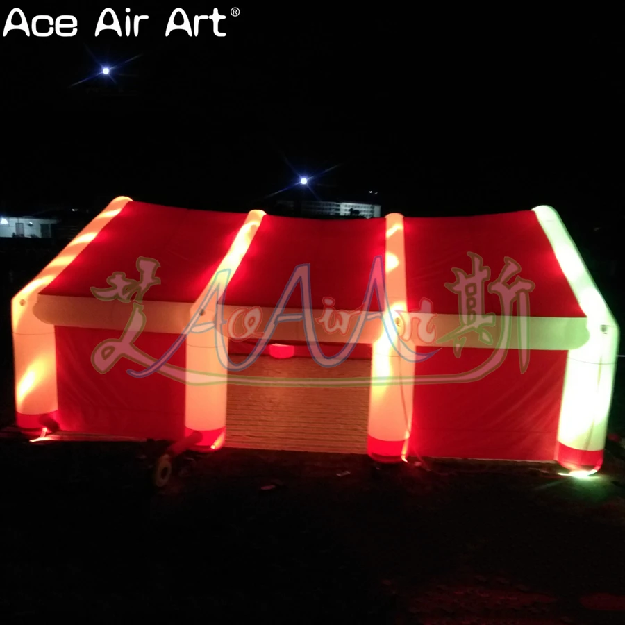 Mooi opblaasbaar rood huis, opblaasbare trouwtent met verlichting voor buitenactiviteiten/feest/tentoonstelling gemaakt door Ace Air Art