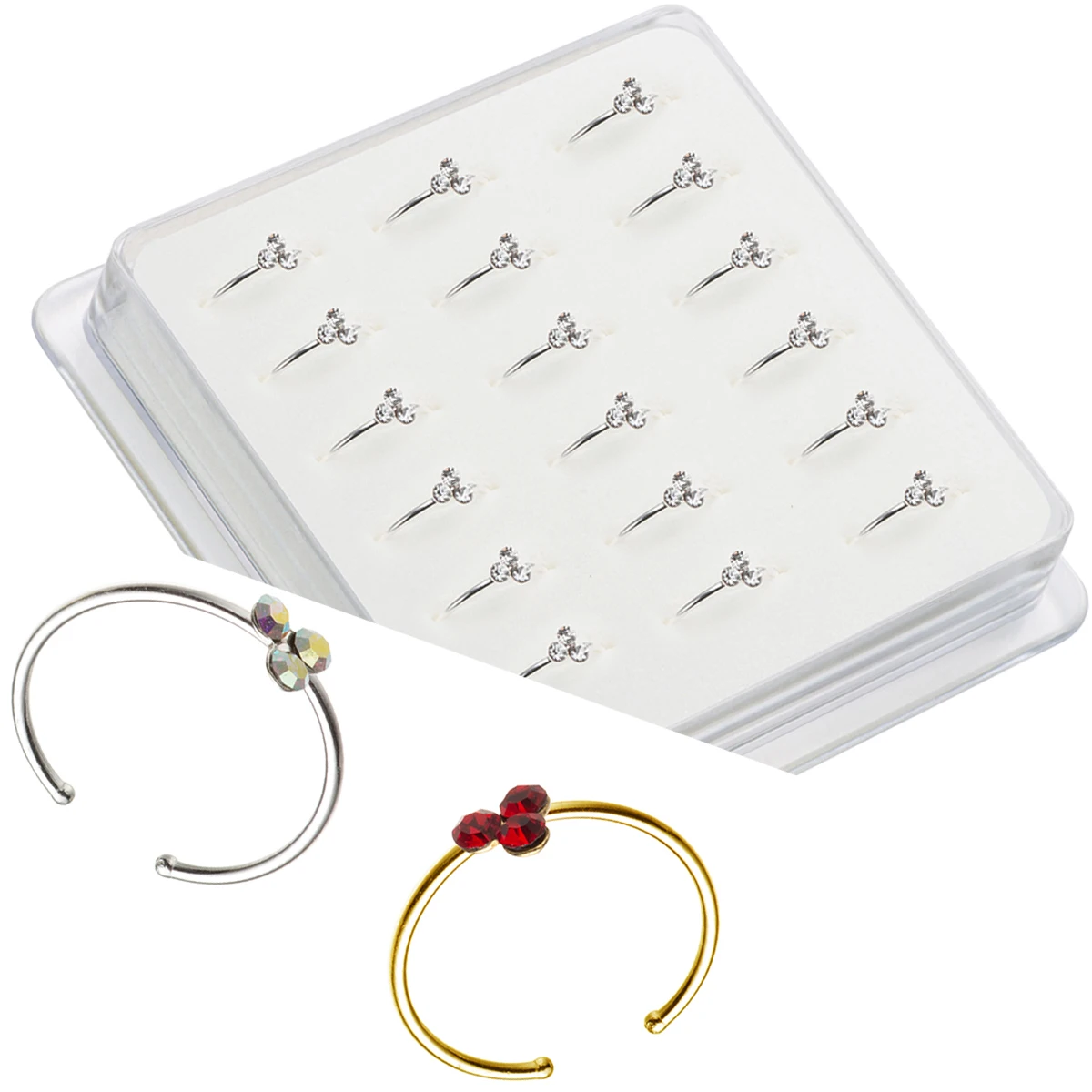 

18Pcs/Box Fine Jewelry 925 Sterling Silver Classic Nose Piercing Nose Ring Body Jewelry Aro Nariz Joyería Corporal Plata