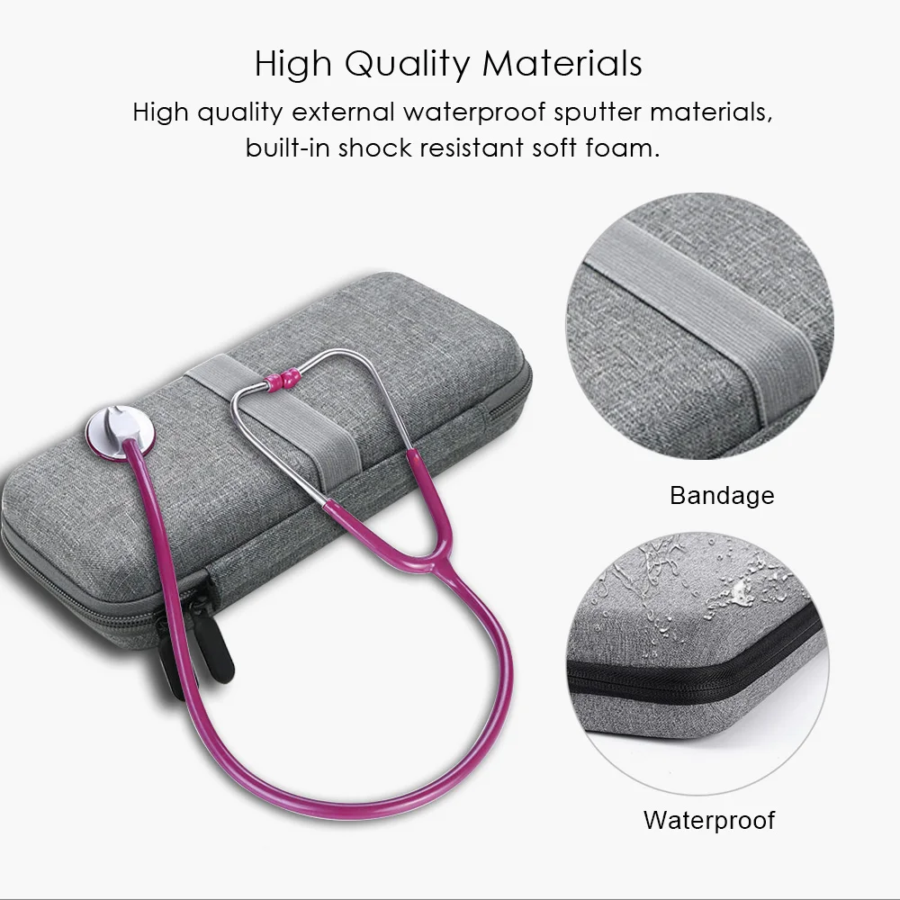 Hard EVA Portable Stethoscope Carrying Case Bag Cover for 3M Littmann Classic III / MDF / ADC / Omron and other Accessories