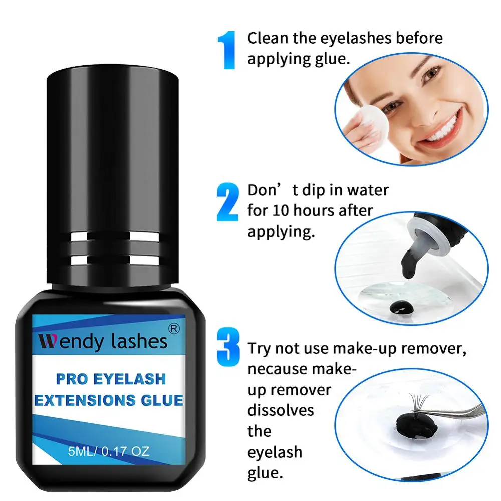 5ml Eyelash Extension Glue 1-3 Second Fast Drying Eyelashes Glue Long-lasting Waterproof Pro Lash Glue Women Eyelash Beauty Tool